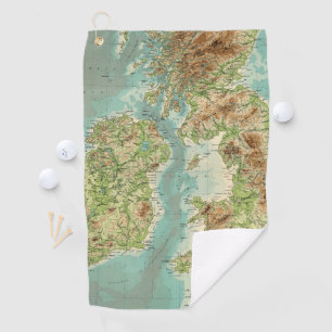 Serviette De Golf Carte bathyorographical d'îles britanniques