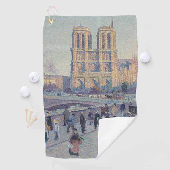 Serviette De Golf Cathédrale Notre-Dame Paris France Peinture classi (En situation)