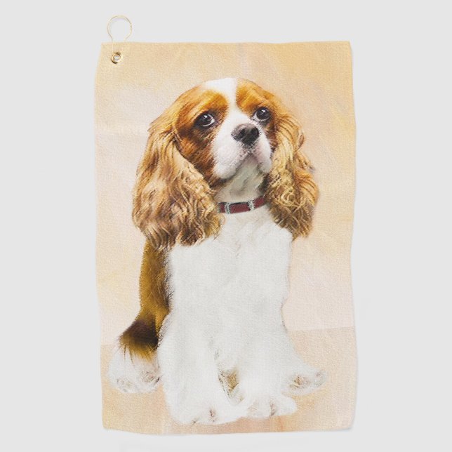 Serviette De Golf Cavalier Le Roi Charles Spaniel Peinture originale (Devant)