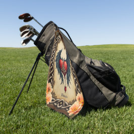 Serviette De Golf Celtic elegance with a heart and wings. 