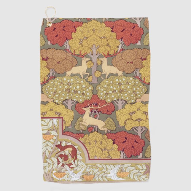 Serviette De Golf Cerf & Arbre, Écureuil, Oiseau, Baies Rowan Art No (Devant)