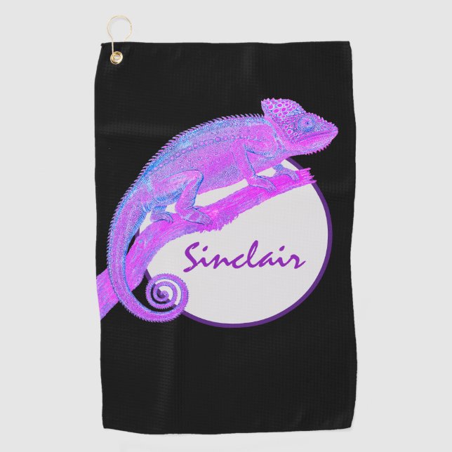 Serviette De Golf Chameleon pourpre avec Cercle Personnalisé (Devant)