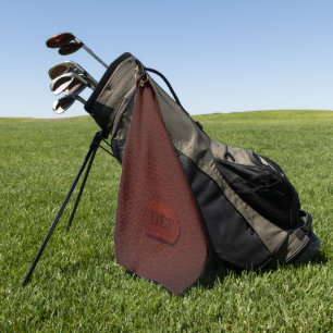 Serviette De Golf Changer Initial, Écouter En Cuir Badge Rouge foncé