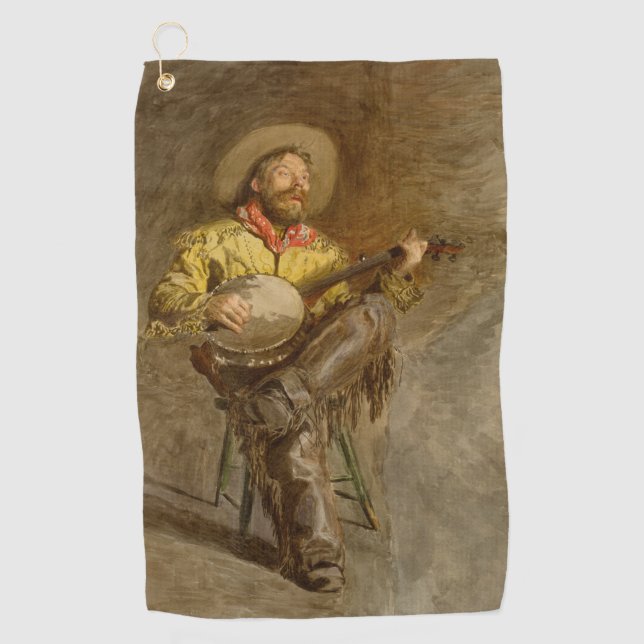 Serviette De Golf Chanter Espagnol Cowboy à Banjo jouer à la chanson (Devant)