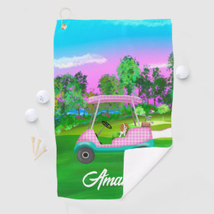 Serviette De Golf Chariot de golf avec joli Cavalier King Charles et
