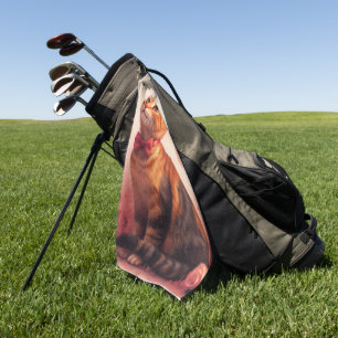 Serviette De Golf Chat abyssinien avec Rose - Saint Valentin