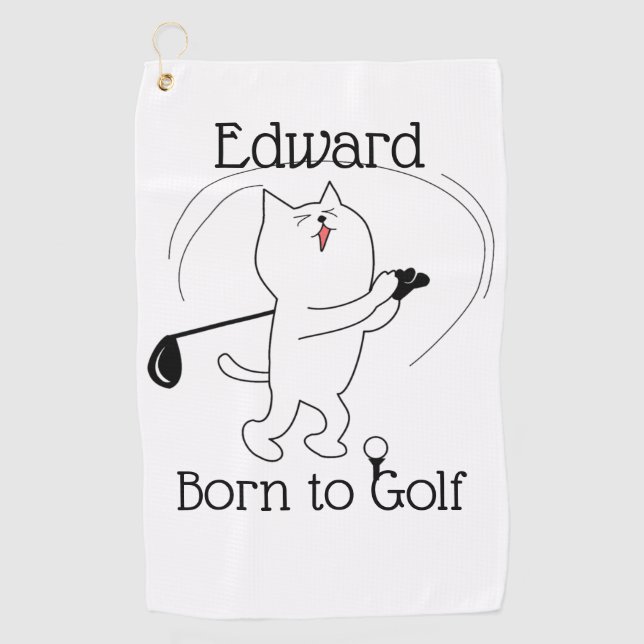 Serviette De Golf Chat Born au Golf (Devant)