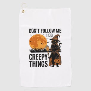 Serviette De Golf Chat d'Halloween Choses Effrayantes Sorcière Drôle