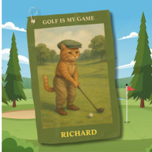 Chat élégant jouant au golf personnalisé