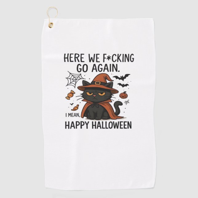 Serviette De Golf Chat Grumpy Halloween T-shirt classique (Devant)