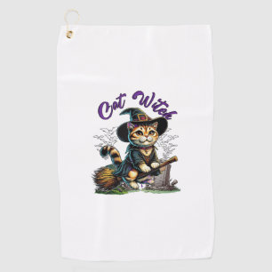 Serviette De Golf Chat Halloween Costume de sorcière Fermier Famille