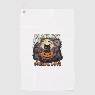 Serviette De Golf Chat Noir Amour Spécial Halloween Citrouille Plein