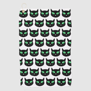 Serviette De Golf Chat noir aux yeux verts motif