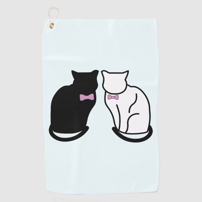 Serviette De Golf Chat noir et blanc (Devant)