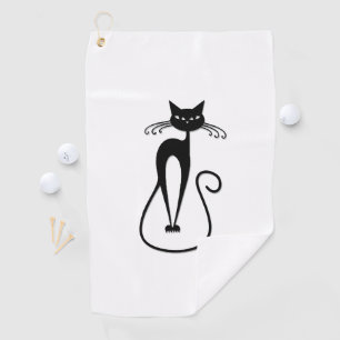 Serviette De Golf Chat noir maigre fantaisiste