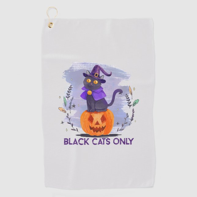 Serviette De Golf Chat noir uniquement (Devant)