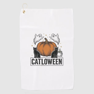Serviette De Golf Chatoween Chat Noir Fantôme Halloween Conception V