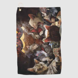Serviette De Golf Chats jouant au poker