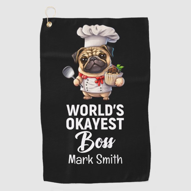 Serviette De Golf Chef Boss's Day World's Okayest Boss Golf Towel (Devant)