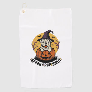 Serviette De Golf Chemise de bouledogue Halloween avec chien citroui