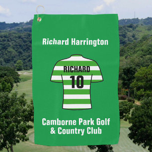 Serviette De Golf Chemise de football en cerceaux verts et blancs