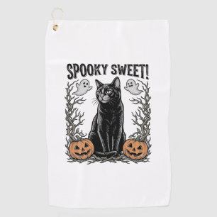 Serviette De Golf Chemise de gravure Halloween vintage de chat noir