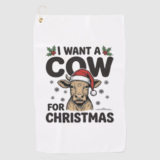 Serviette De Golf Chemise de Noël drôle de vache vintage conception