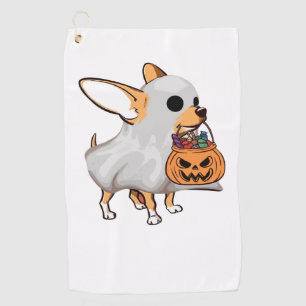 Serviette De Golf Chemise Halloween Citrouille Fantôme Chihuahua