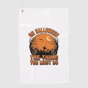 Serviette De Golf Chemise Lune Citrouille Cimetière Halloween Vintag