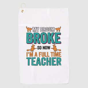 Serviette De Golf Chemise vintage drôle professeur d'Halloween balai