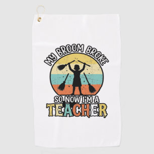 Serviette De Golf Chemise Vintage Halloween Balai Cassé Prof Drôle