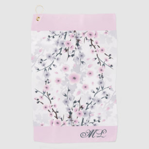 Serviette De Golf Cherry Blossom Dusky Rose Mauve Monogramme