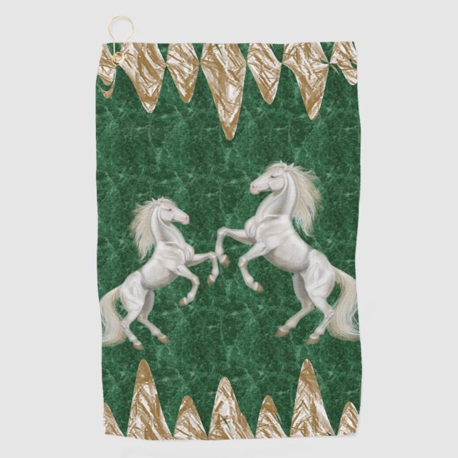 Serviette de golf Cheval Blanc Vert Beige (Devant)
