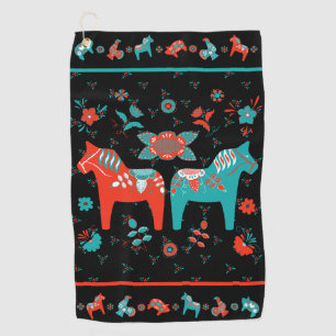 Serviette De Golf Cheval Dala folklorique suédois