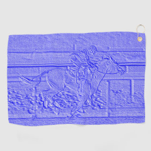 Serviette De Golf Cheval de course bleu en pastel de pur sang de