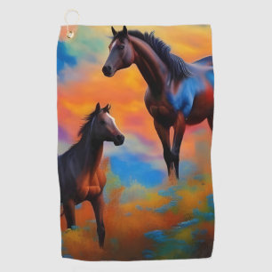 Serviette De Golf Chevaux sauvages
