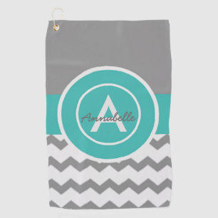 Serviette De Golf Chevron turquoise gris