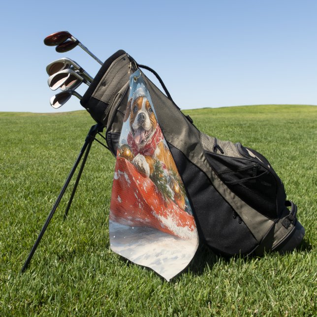 Serviette De Golf Chien de boxe dans la corniche laissez-le neiger N (Vert)