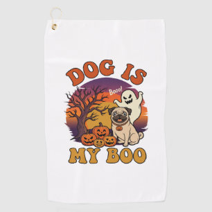 Serviette De Golf Chien est Boo Halloween Pug Fantôme Citrouilles_1
