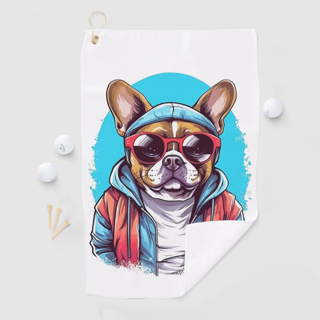 Serviette De Golf Chien français français (En situation)