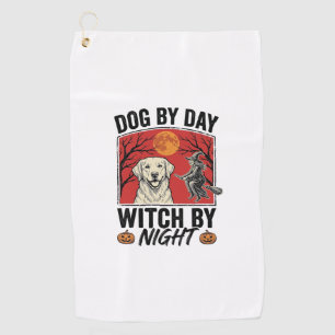 Serviette De Golf Chien le jour sorcière la nuit Vintage Halloween C