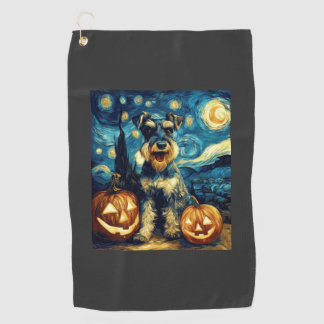 Serviette De Golf Chien Schnauzer Miniature Mignon Halloween Jack O