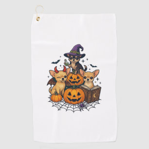 Serviette De Golf Chiens Chihuahua Halloween Citrouilles Chapeau de