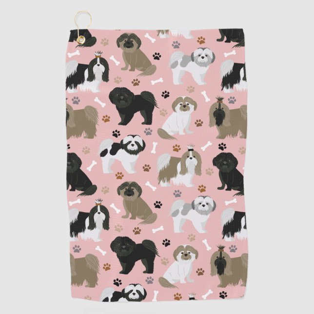Serviette De Golf Chih Tzu Chiens Paws and Bones Golf Towne (Devant)