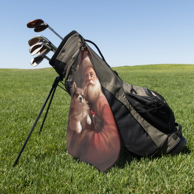 Serviette De Golf Chihuahua avec Noël Festif du Père Noël (Vert)