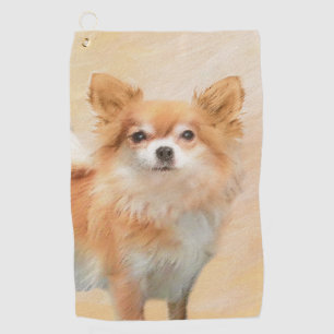 Serviette De Golf Chihuahua Peinture de Chien à long Haired Art orig