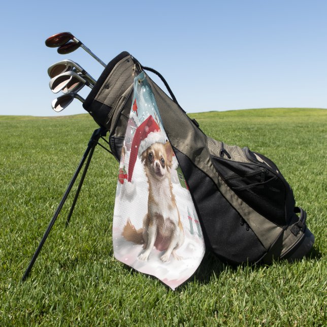 Serviette De Golf Chihuahua Winter Wonderland Christmas Joy (Vert)
