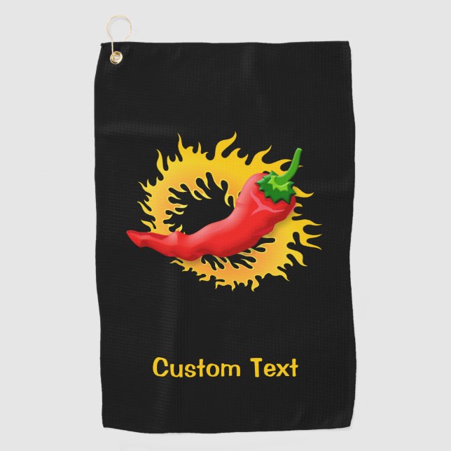 Serviette De Golf Chili Pepper with Flame (Devant)
