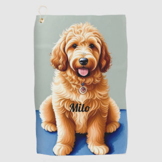 Serviette De Golf Chiot de Doodle Doré