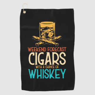 Serviette De Golf Cigares Week-End Avec Chance Whiskey